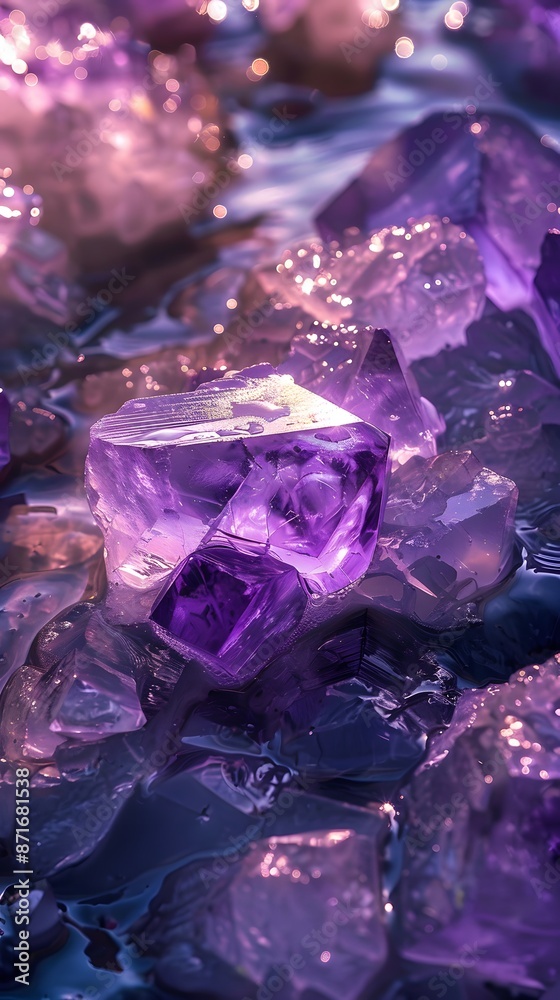 Purple crystalloid in running river Purple crystalloid in running river