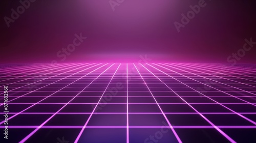Obraz na płótnie Retro futuristic synthwave wireframe background 3d rendering of 1980s w salonie