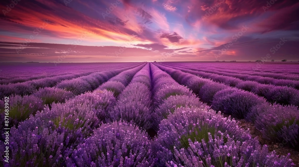Fototapeta premium Lavender Fields at Sunset