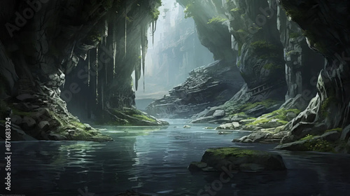 submarine, cave, magical, adventure, exploration, mystery  Fantasy wallpaper, rpg  landscape © Fox