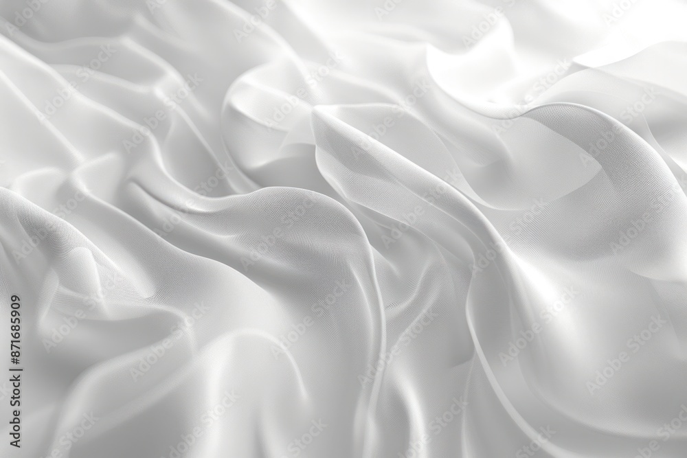 The image is of a white fabric with a wavy texture The image is of a white fabric with a wavy texture