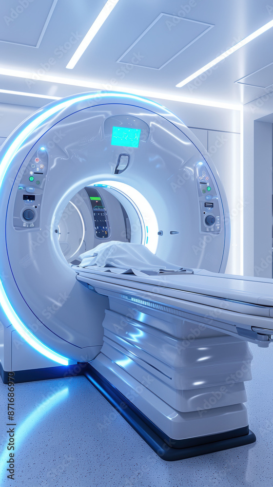 A person is lying on a white MRI machine A person is lying on a white MRI machine