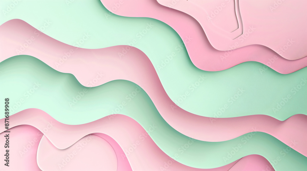 3d render of simple cute abstract background with pastel pink and mint colors, wavy shapes
3d render of simple cute abstract background with pastel pink and mint colors, wavy shapes