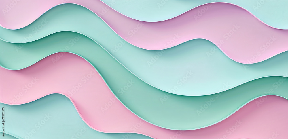 3d render of simple cute abstract background with pastel pink and mint colors, wavy shapes
3d render of simple cute abstract background with pastel pink and mint colors, wavy shapes
