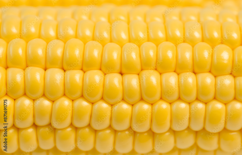 Close-up of yellow sweet corn kernels. Selective focus
