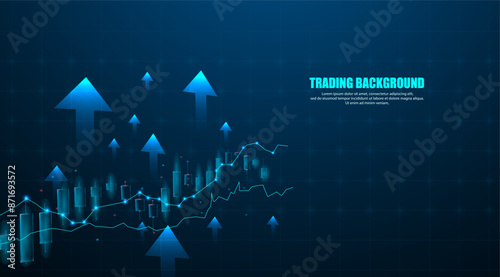 Stock trading charts arrow up graph, money and financial concepts. abstract business background