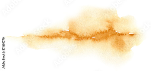 Hand painted watercolor orange stain isolated on white. orange spape