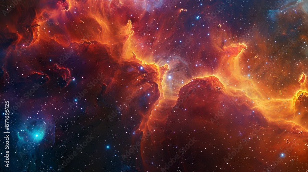 Fototapeta premium A colorful galaxy with a blue and orange cloud