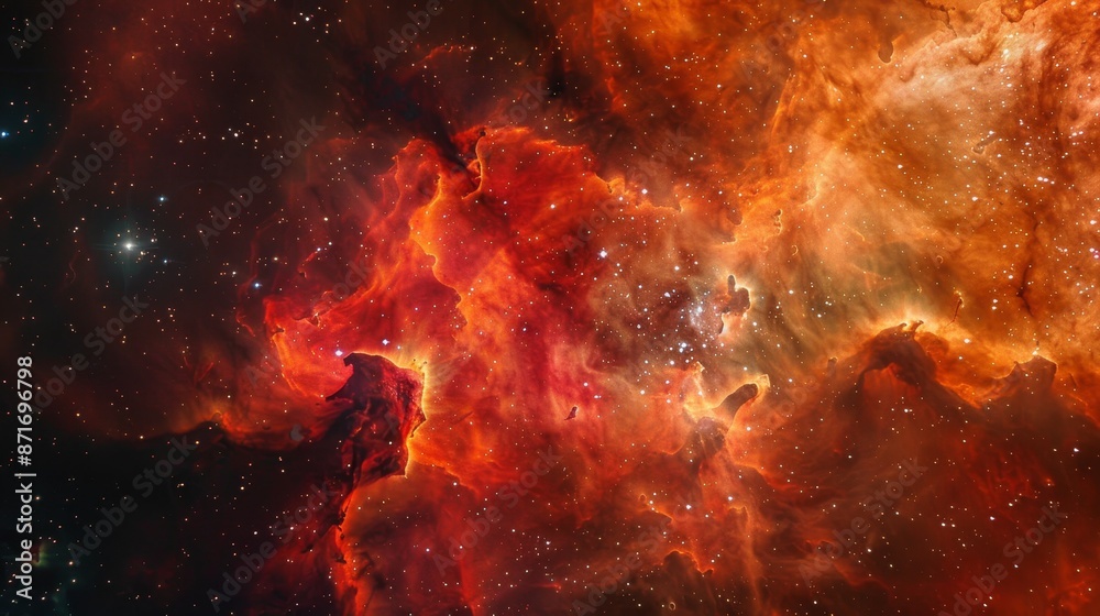 Naklejka premium A colorful galaxy with a blue and orange cloud