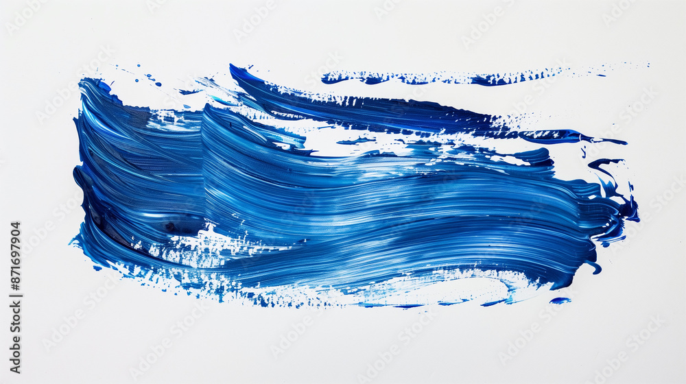 Blue oil paint stroke on white paper Blue oil paint stroke on white paper