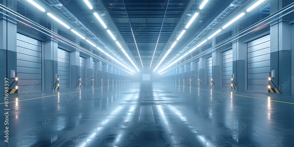 Futuristic High Tech Automated Warehouse for Efficient Online Business Futuristic High Tech Automated Warehouse for Efficient Online Business