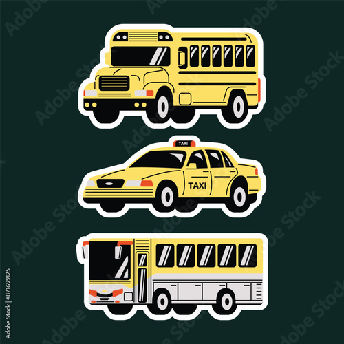 Public Transport Sticker Vector Illustration