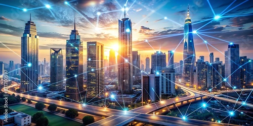 Wallpaper Mural Futuristic cityscape with AI-powered technology and advanced infrastructure, generative ai Torontodigital.ca