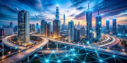 Wallpaper Mural Futuristic cityscape with AI-powered technology and advanced infrastructure, generative ai Torontodigital.ca