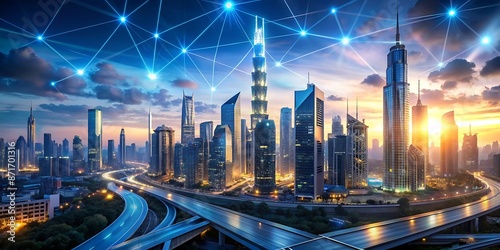 Wallpaper Mural Futuristic cityscape with AI-powered technology and advanced infrastructure, generative ai Torontodigital.ca