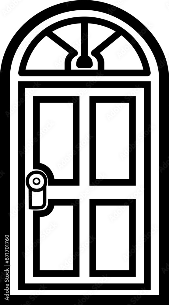 Door of an ordinary home drawn with black lines