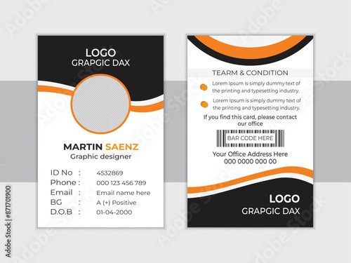 Modern and clean office id card template and corporate id card design template