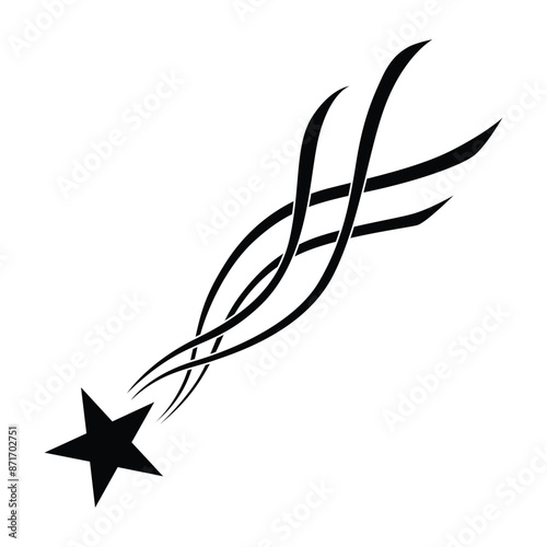 Shooting star icon. Falling meteorite or comet. Comet tail or star trail vector illustration isolated on white background