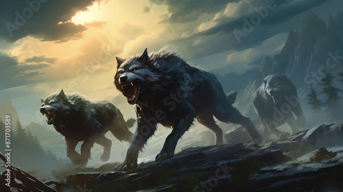 werewolf, pack, roaming, icy, landscape, attack  Fantasy wallpaper, rpg  landscape © Fox