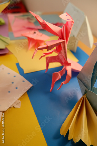 origami animals close up view