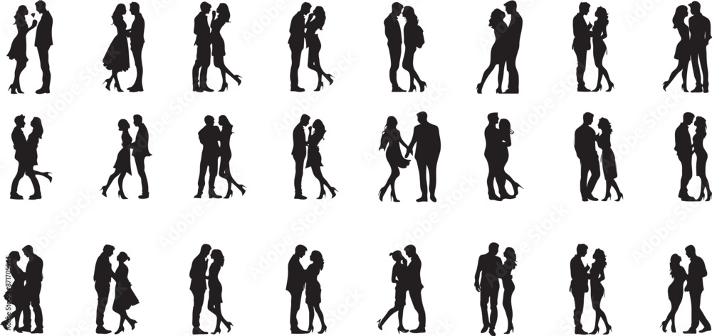 Collection of couples silhouettes, peoples silhouettes set Collection of couples silhouettes, peoples silhouettes set