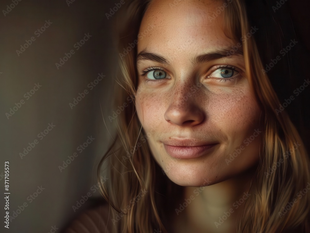 intimate portrait of a woman with soft loving gaze gentle smile warm eyes filled with affection soft diffused lighting enhances tender mood delicate features and skin tones intimate portrait of a woman with soft loving gaze gentle smile warm eyes filled with affection soft diffused lighting enhances tender mood delicate features and skin tones