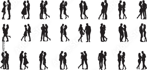 Collection of couples silhouettes, peoples silhouettes set