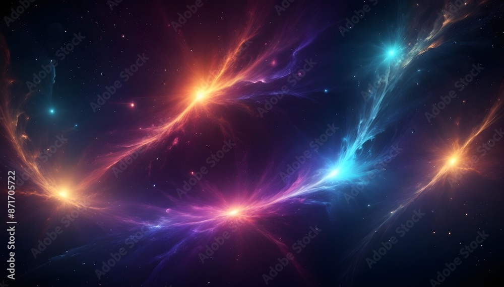 Fototapeta premium Universe abstract background with matellic colours behind dark