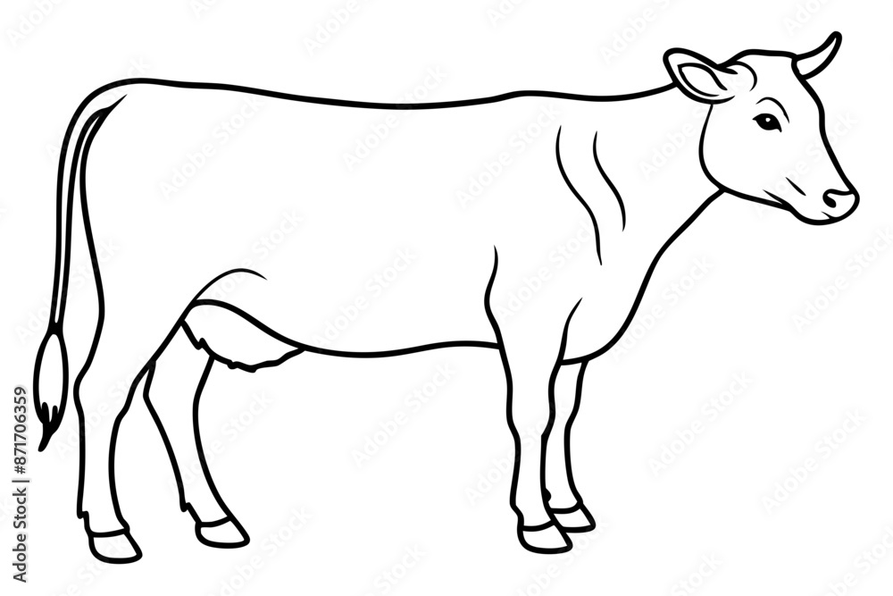 Fototapeta premium cow line art vector illustration