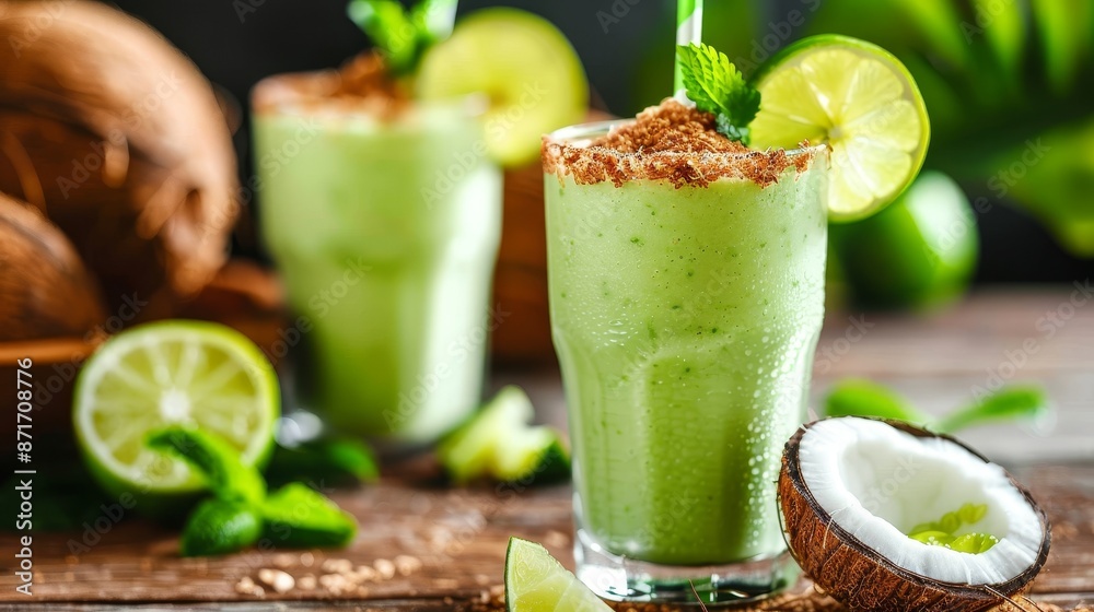 Coconut lime smoothie, tropical and zesty Coconut lime smoothie, tropical and zesty
