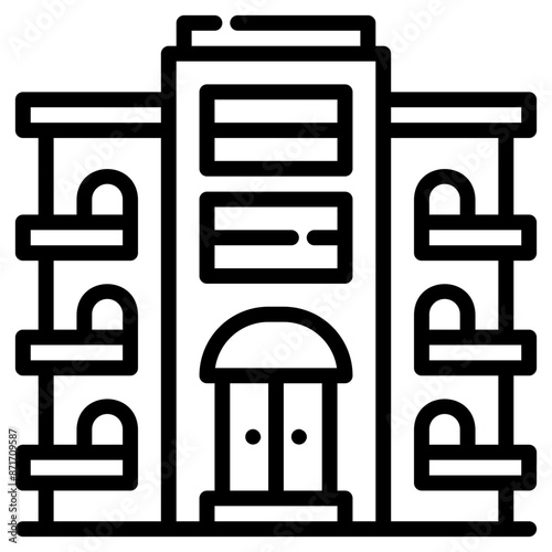 apartment building. vector single icon with a dashed line style. suitable for any purpose. for example: website design, mobile app design, logo, etc.