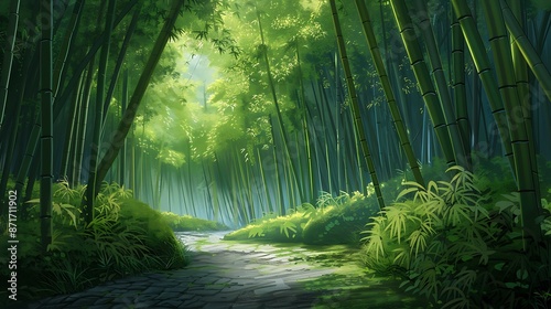 Tranquil Bamboo Forest Path