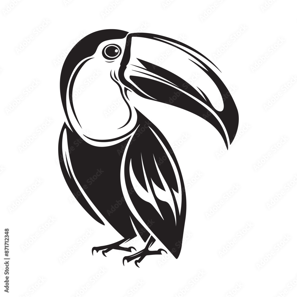 Fototapeta premium Black Toucan Bird Sign On White Stock Vector. Toucan Bird illustration