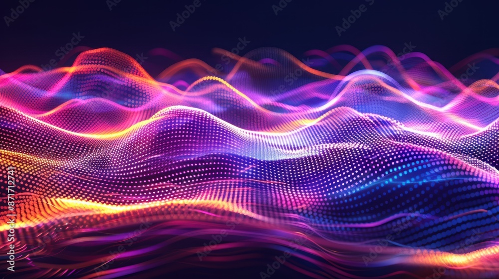 Abstract Digital Waveform in Vibrant Hues Abstract Digital Waveform in Vibrant Hues