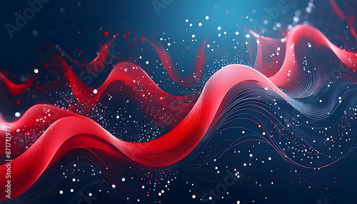 Abstract red, texture white, and blue wave on a dark background Texture  contrasted against the dark background vibrant abstract painting, featuring bold, swirling colors and dynamic shapes © Albaloshi