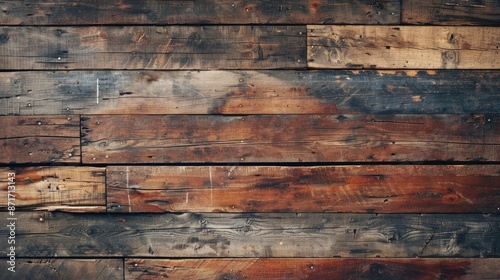 Retro style wooden backdrop with aged rustic elements for a vintage wall banner