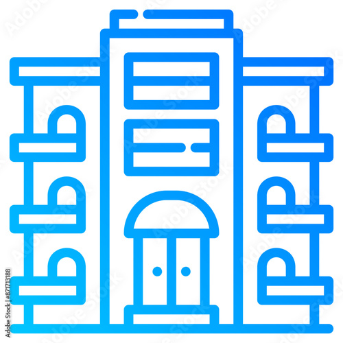 apartment building. vector single icon with a dashed line gradient style. suitable for any purpose. for example: website design, mobile app design, logo, etc.