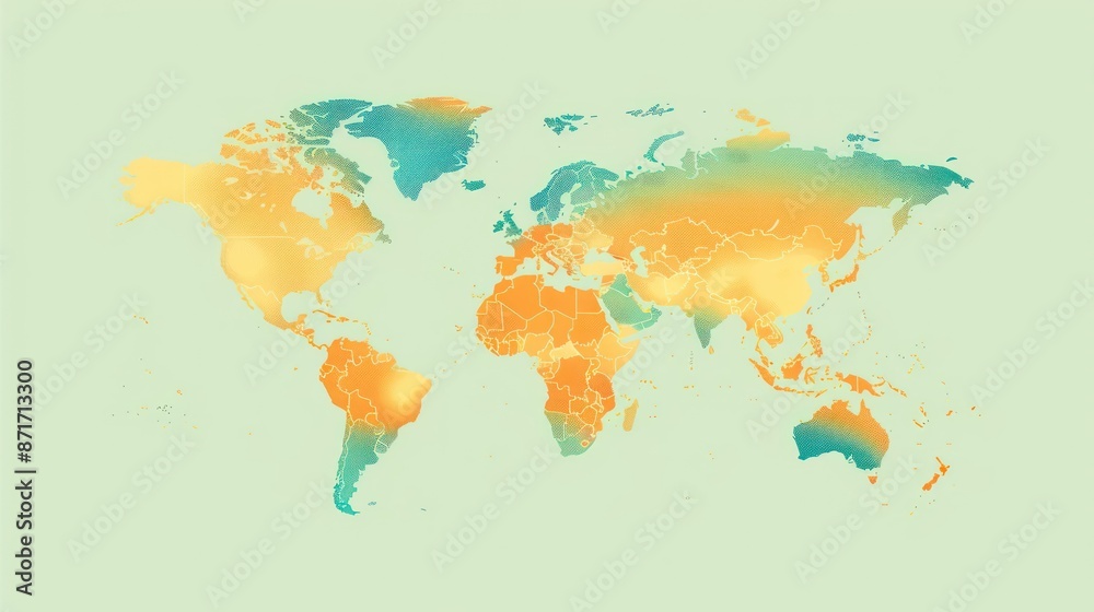 Naklejka premium World Map in Gradient Colors