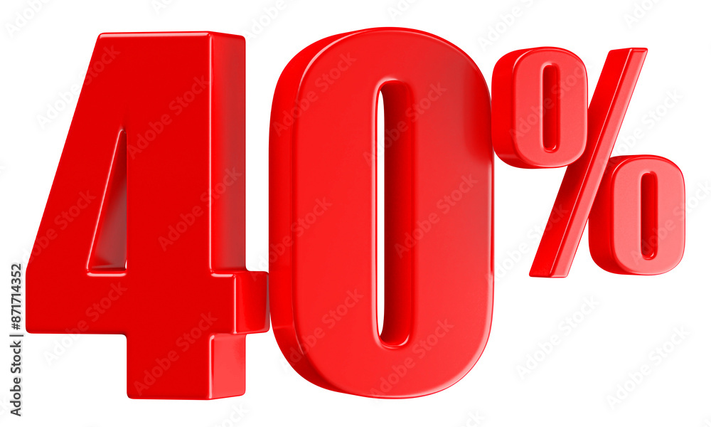 40 Percent Off Sale Red Number 3D 40 Percent Off Sale Red Number 3D