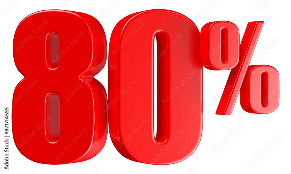 80 Percent Off Sale Red Number 3D 80 Percent Off Sale Red Number 3D