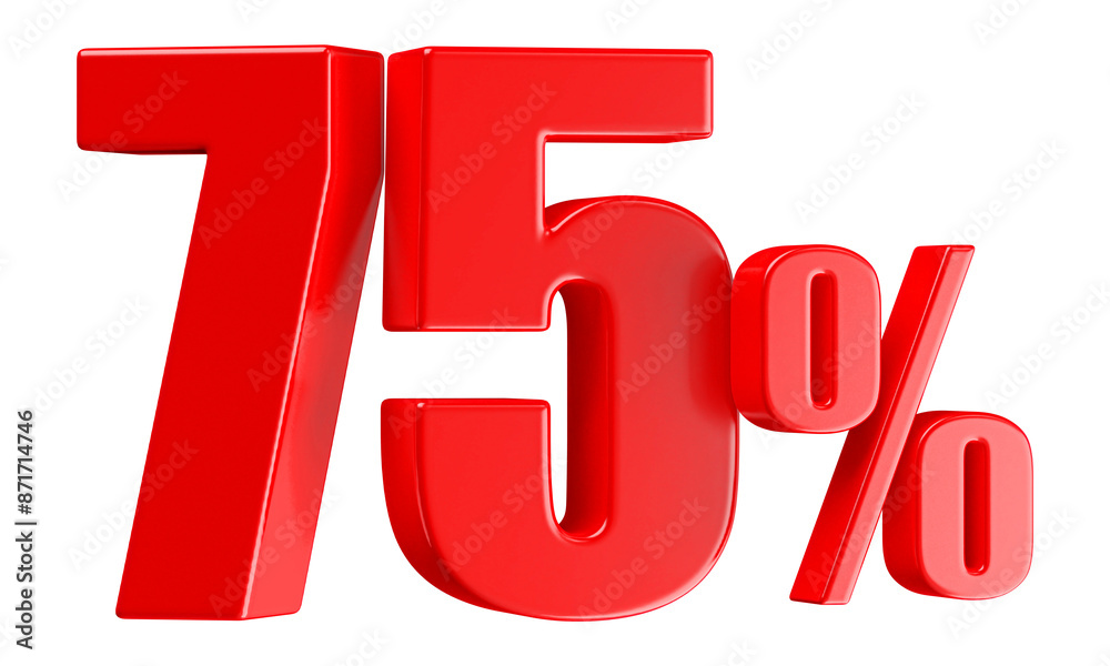 75 Percent Off Sale Red Number 3D 75 Percent Off Sale Red Number 3D
