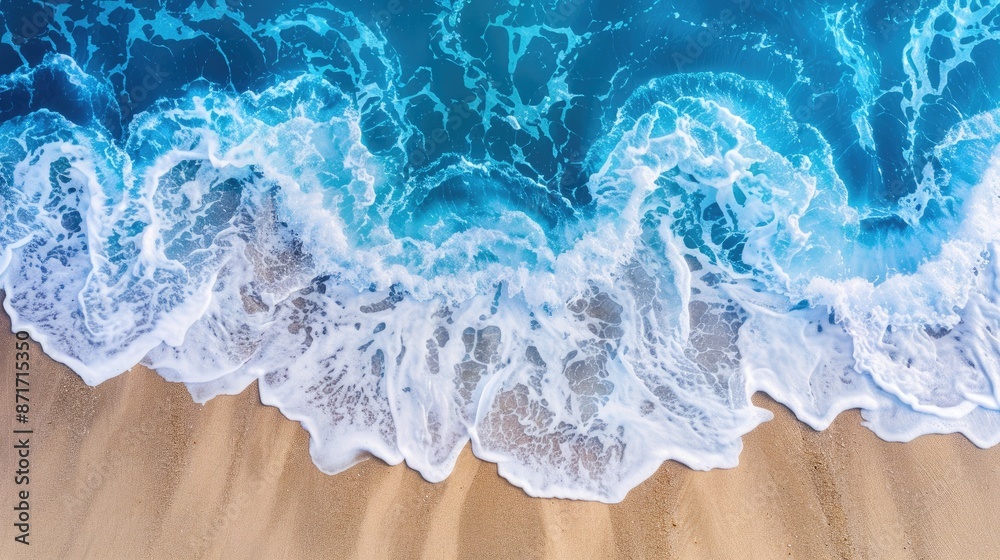Blue water waves on a sandy shore Blue water waves on a sandy shore