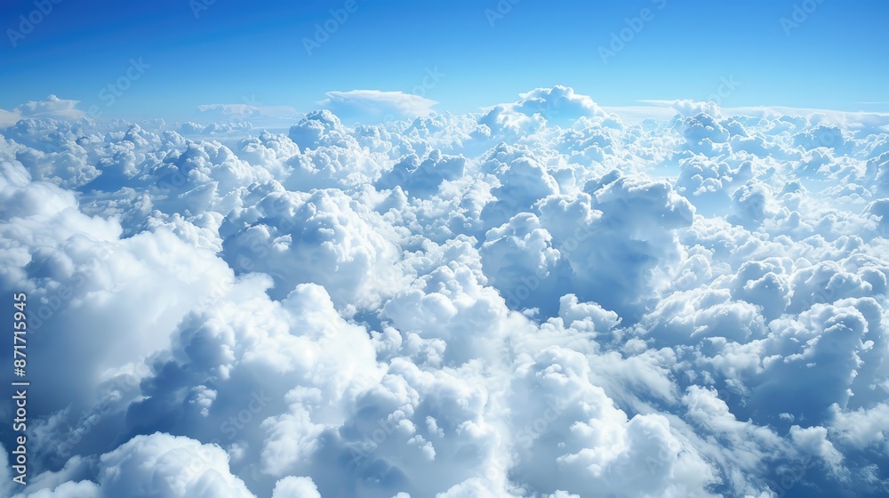 White thick clouds against blue sky from up high White thick clouds against blue sky from up high
