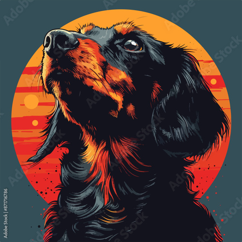 Dachshund head cartoon style in vectorial