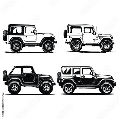 Safari Offroad Vehicle Black Color Vector