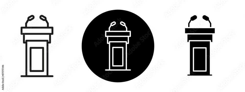 Φωτογραφία Lectern icon in filled and outlined style, lectern with microphone icon in edita