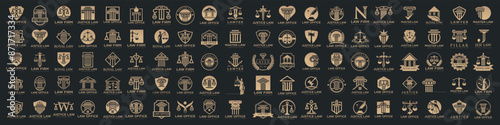 Law logo collection with creative element , justice logo big set . Vector illustration