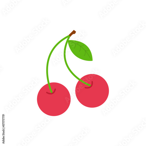 Flat illustration of cherry fruit | Red Cherry Vector, Fresh Fruit, Natural Fruit vector icon svg