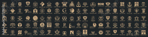 Law logo collection with creative element , justice logo big set . Vector illustration