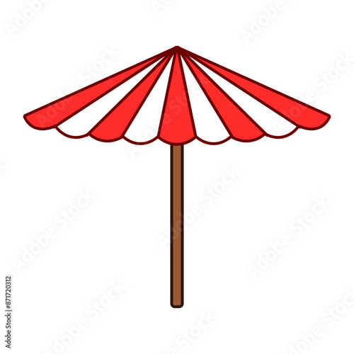 Hello summer, beach umbrella cartoon. Digital art illustration
